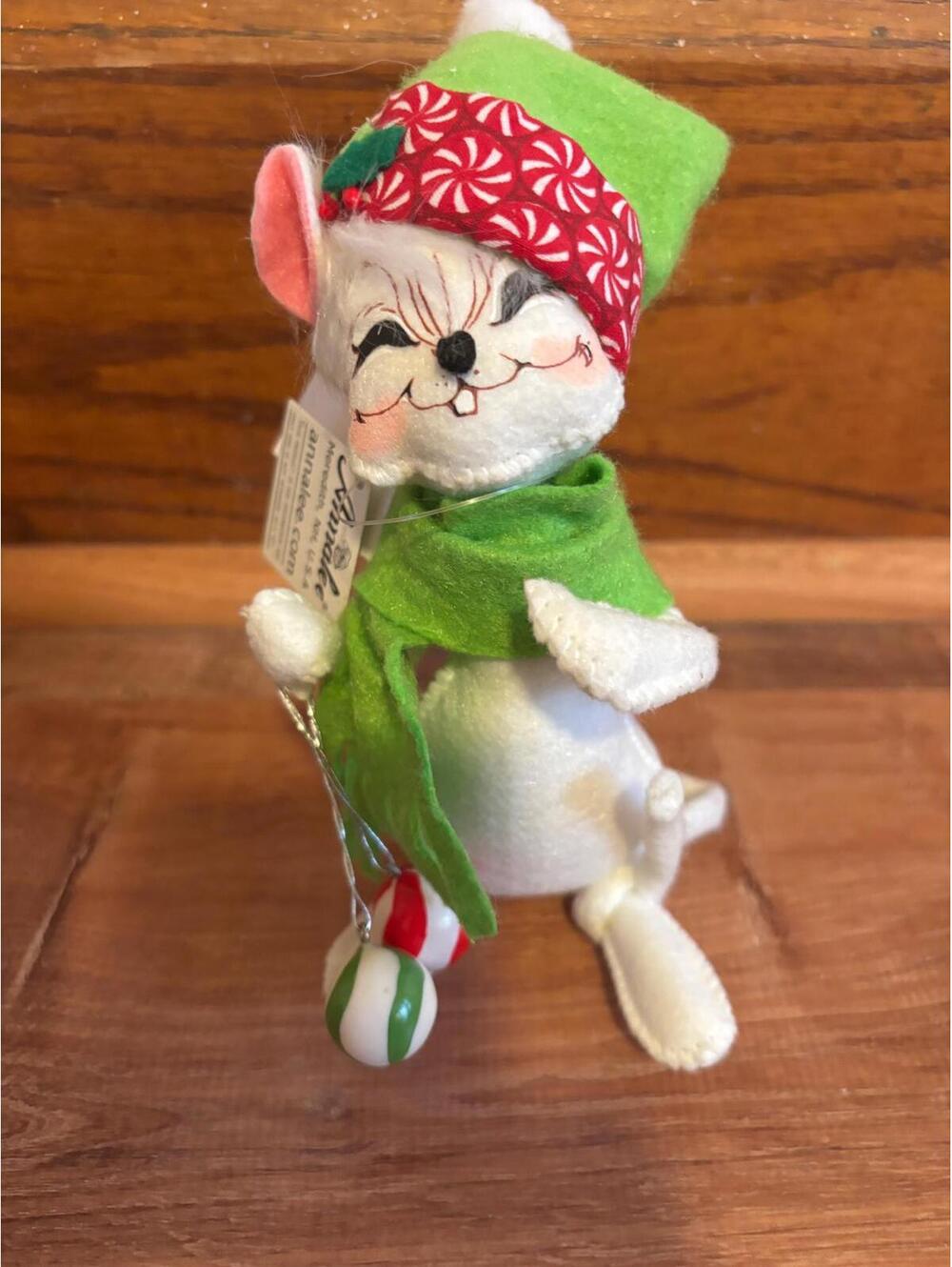 Annalee Peppermint Ornament Mouse 2015 VGC 6”